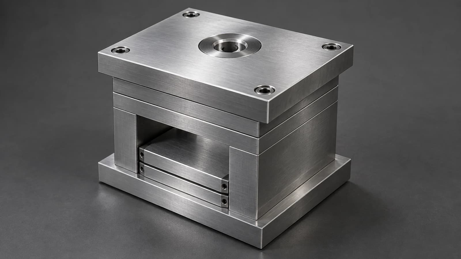 Steel mold base with clamp plates, risers and ejector plates
