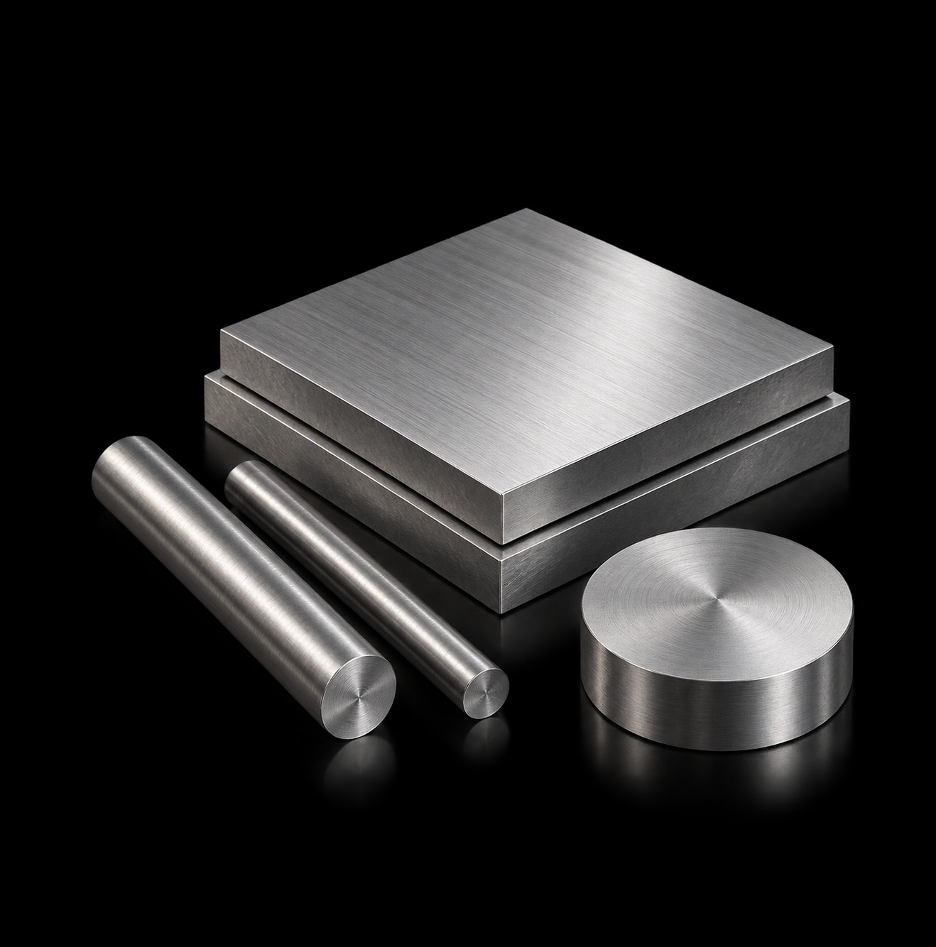 Ground steel plates and round bars with parallel machining lines and turned end faces