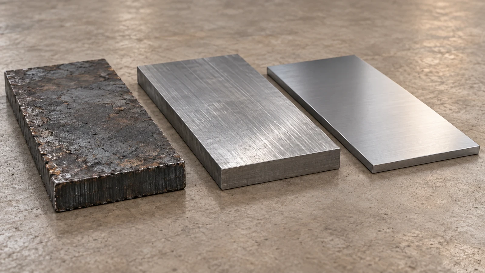 Illustration comparing rough, milled and surface-ground steel blanks